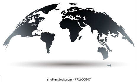 Trendy Globe Map in Deep Smoky Grey Color. Global Connections Concept. Vector Illustration