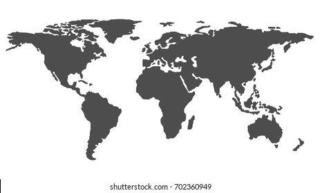 Trendy Globe Map in Grey Color Isolated on White Background for Web Design. Vector Illustration 