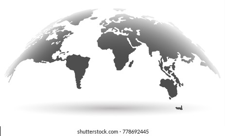 Trendy Globe Map in Smoky Grey Color Blurred. Future Concept. Vector Illustration