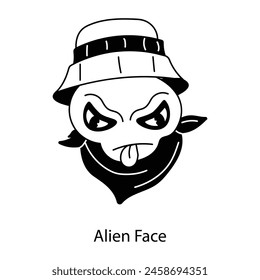 Trendy glyph icon of an alien face 
