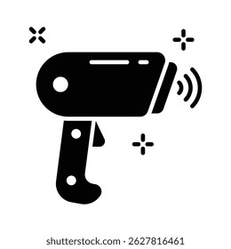 Trendy glyph icon of barcode reader in action