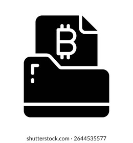 A trendy glyph icon of bitcoin folder storage