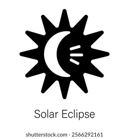 Trendy glyph icon depicting solar eclipse 