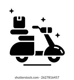 Trendy glyph icon of fast scooter delivery service