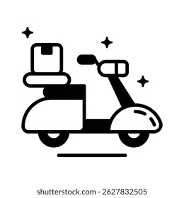 Trendy glyph icon of fast scooter delivery service
