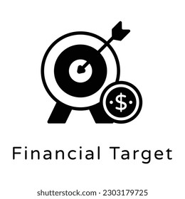 A trendy glyph icon of financial target