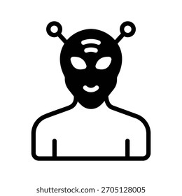 Icono de glifo de moda de figura alienígena amistosa