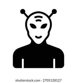 Icono de glifo de moda de figura alienígena amistosa