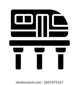 Icono de glifo de moda del motor de tren de alta velocidad