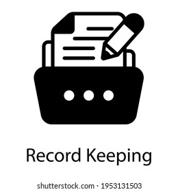 Trendy Glyph Icon Of Record Keeping