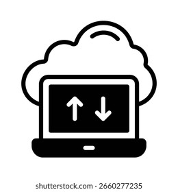 Trendy glyph icon representing cloud transfer gateway