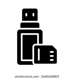 Trendy glyph icon representing pendrive data storage