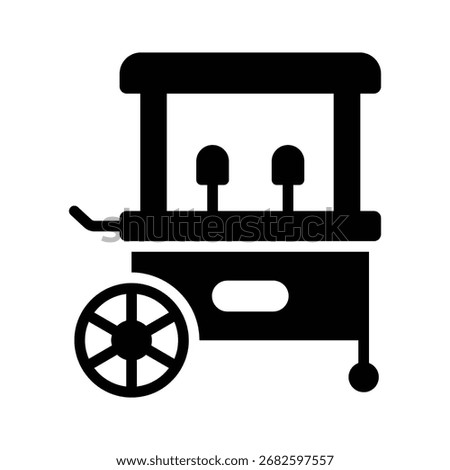 Trendy glyph icon of rolling candy cart stand