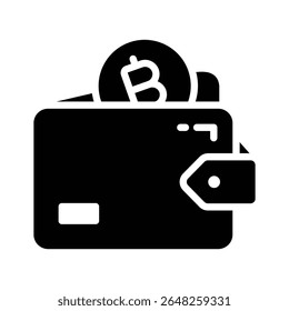 Icono de glifo de moda de billetera segura de bitcoin