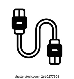 Trendy glyph icon showing data cable connection
