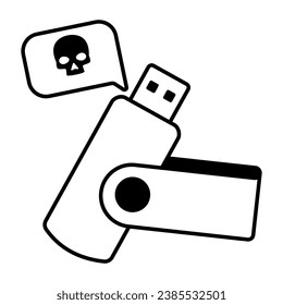 Trendy glyph icon of usb hack