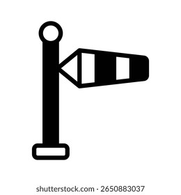 Um ícone de glifo moderno de leituras de tempo de windsock