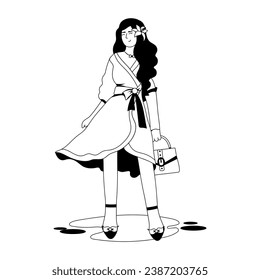 Trendy glyph illustration of fashion lady 