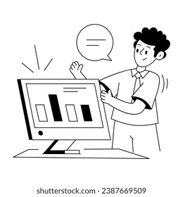 Trendy glyph illustration of presenting 