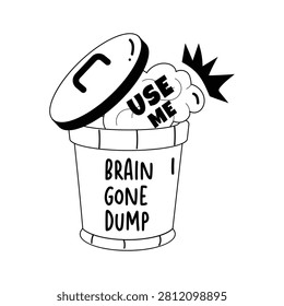 Trendy glyph sticker of brain dump for clearing negative thoughts.