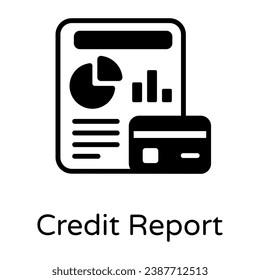 A trendy glyph style icon of credit report 