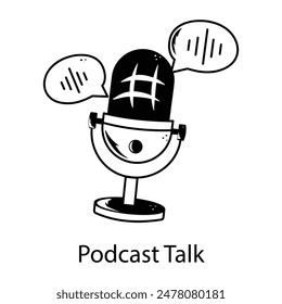 Trendy glyph style icon of a podcast talk 