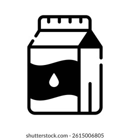 Trendy glyph style icon showing milk box packaging