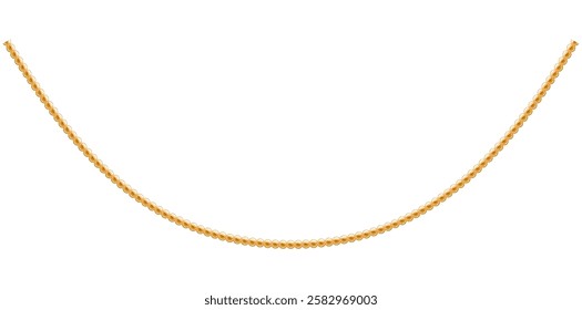 Trendy Gold Chain Necklace On White Background, Unique Fine Jewelry Vector Illustration.	