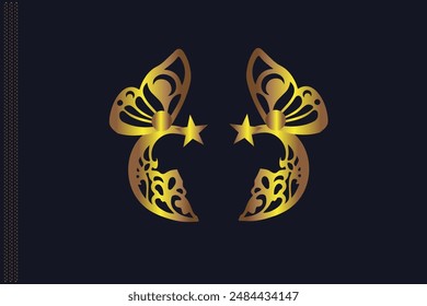 trendy  gold earrings vector free download