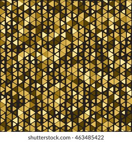 Trendy gold geometric background. Triangle pattern in shades of yellow and brown
