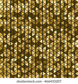 Trendy gold geometric background. Triangle pattern in shades of yellow and brown