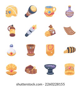 Trendy Gold Treasure 2D Icons 

