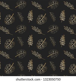 Trendy Gold Tropical Leaves Pattern