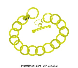 Trendy golden chain bracelet flat icon Stylish accessory. Vector illustration