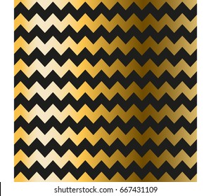 Trendy golden chevron patterned on black background. Golden abstract wallpaper. Elegant luxury art deco pattern.