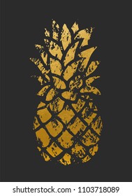 Trendy Golden Pineapple. Vector.