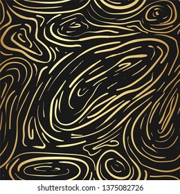 Trendy golden swirl lines background/ Vector seamless stylish black and gold pattern for advertising banner, design