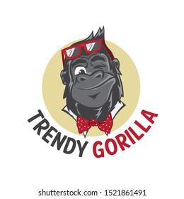 Trendy Gorilla Logo In Fancy Style