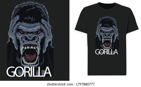 Trendy gorilla vector style t-shirt and clothing design