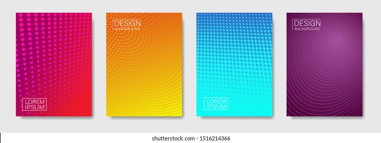 Trendy gradient abstract halftone dots pattern background cover design.Modern geometric cover design with trendy color.Template future geometric pattern for placard, poster. vector illustration eps10