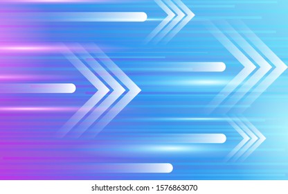 Trendy gradient colors background with light shine element and arrow movement speed shapes. Minimal concept vector design for use wallpaper, theme, presentation, website, cover, banner