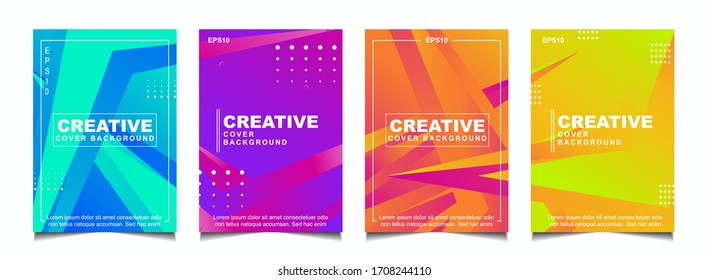 Trendy gradient cover design abstract geometric background with dynamic soft colorful. Creative liquid and fluid vector a4 layout template for modern poster, digital presentation, marketing business, 