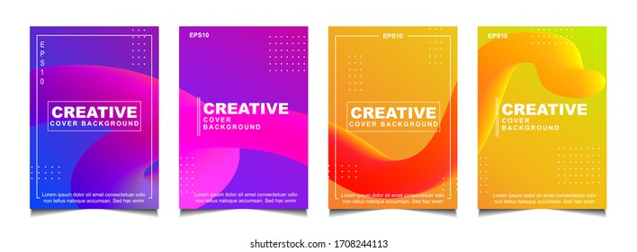 Trendy gradient cover design abstract geometric background with dynamic soft colorful. Creative liquid and fluid vector a4 layout template for modern poster, digital presentation, marketing business, 