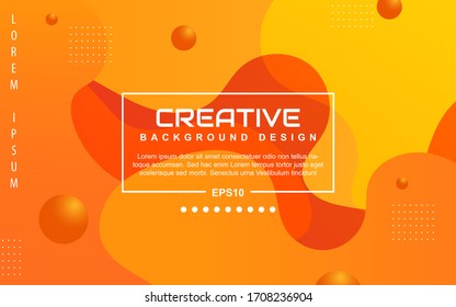 Trendy gradient design abstract geometric background with dynamic soft orange and yellow color. Liquid and fluid vector layout template can use modern poster, digital presentation, marketing business