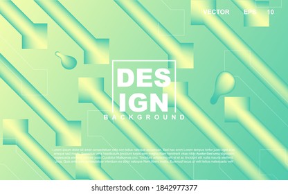 Trendy gradient design abstract geometric background with dynamic soft green and yellow color. Liquid and fluid vector layout template can use modern poster, digital presentation, marketing business