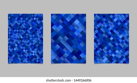 Trendy gradient diagonal square pattern brochure background template set - abstract vector page graphic