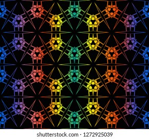 Trendy gradient geometric backdrop with hologram.Vector seamless pattern