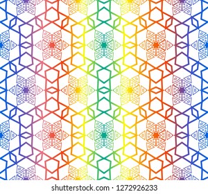 Trendy gradient geometric backdrop with hologram.Vector seamless pattern