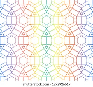 Trendy gradient geometric backdrop with hologram.Vector seamless pattern