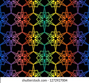 Trendy gradient geometric backdrop with hologram.Vector seamless pattern